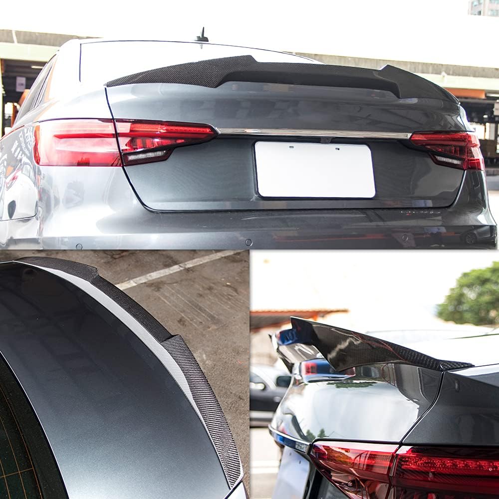 AeroBon Real Carbon Fiber Trunk Spoiler Compatible with 2017-2024 Audi A4 S4 Spoiler B9 (MV Style)