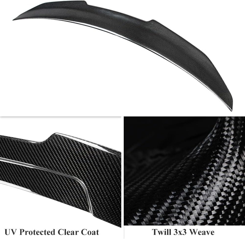 AeroBon Real Carbon Fiber Trunk Spoiler Compatible with 2013-2020 BMW 4 Series F32 Coupe Spoiler (H Style)
