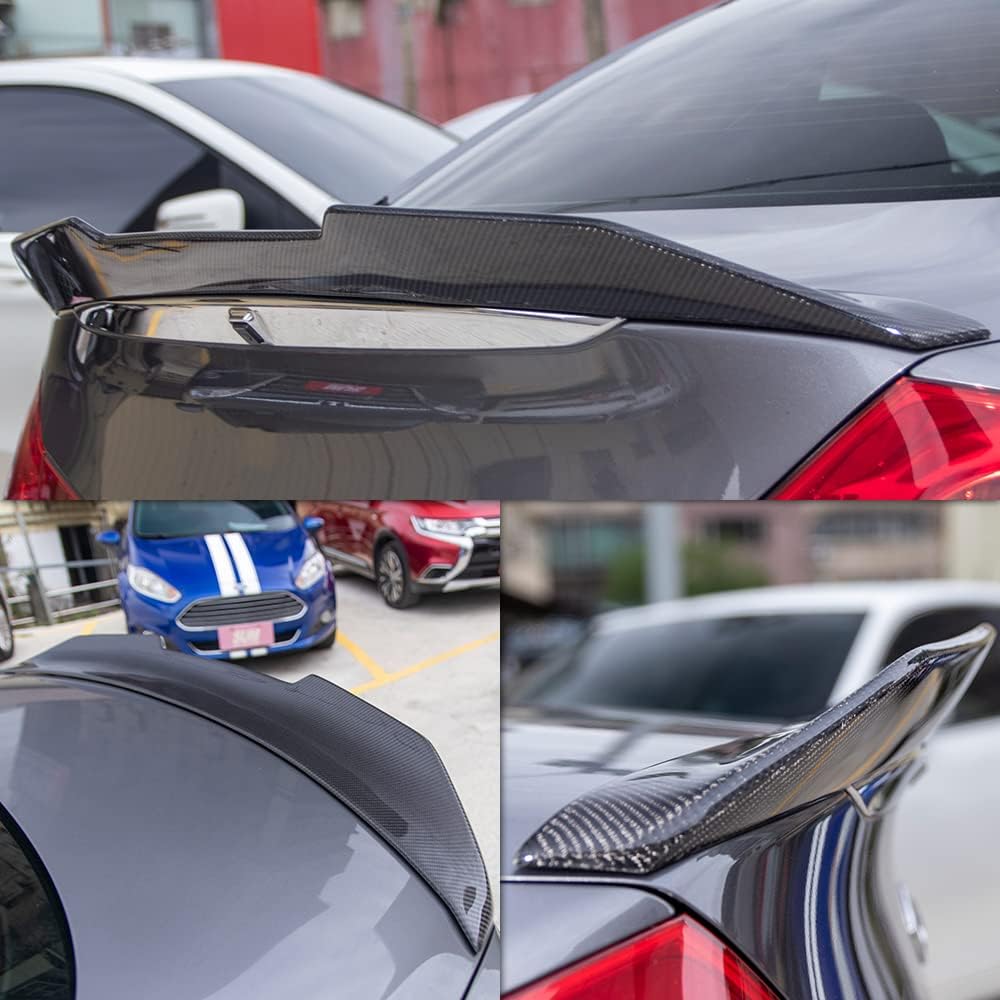 AeroBon Real Carbon Fiber Trunk Spoiler Compatible with 2007-2014 Infiniti G35, G37, G25, Q40 4-Door Sedan (H Style)