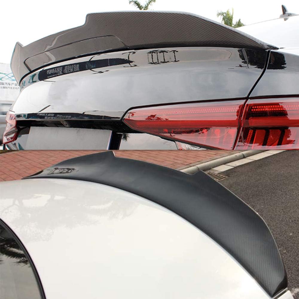 AeroBon Real Carbon Fiber Trunk Spoiler Compatible with 2008-2011 Audi A4 B8 Sedan Spoiler (H Style)