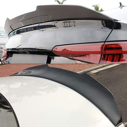 AeroBon Real Carbon Fiber Trunk Spoiler Compatible with 2008-2011 Audi A4 B8 Sedan Spoiler (H Style)