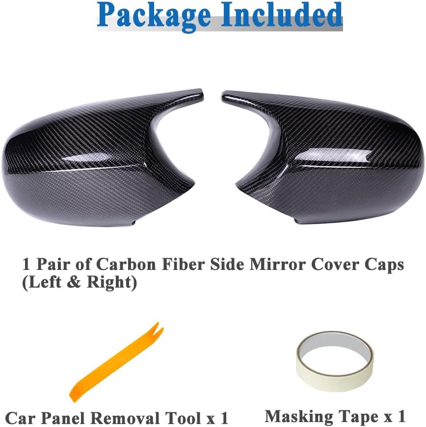 AeroBon Real Carbon Fiber Side Mirror Covers Compatible with 2009-2012 BMW 3-Series E90 E91 E92 E93 BMW 1-Series E81 E82 E87 E88 Mirror Caps