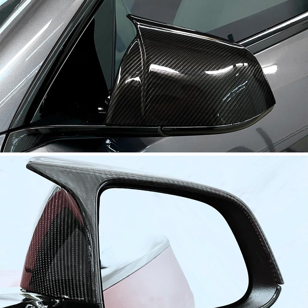 AeroBon Prepreg Dry Carbon Fiber Mirror Cap Overlays Compatible with 2020-2024 Tesla Model Y Mirror Caps (AB Style) Aero Blade