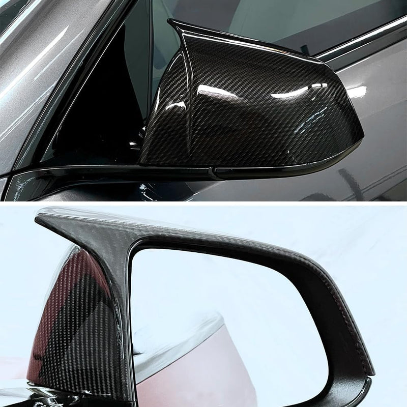 AeroBon Prepreg Dry Carbon Fiber Mirror Cap Overlays Compatible with 2020-2024 Tesla Model Y Mirror Caps (AB Style) Aero Blade