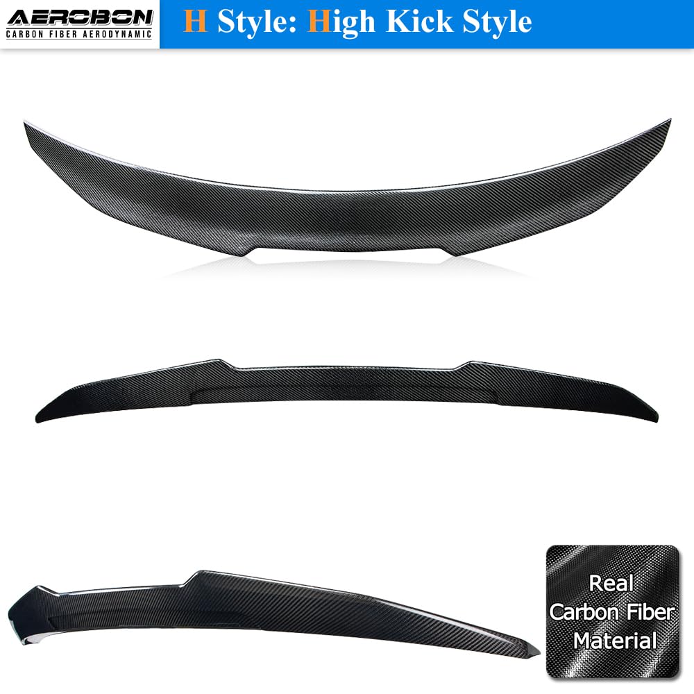 AeroBon Real Carbon Fiber Trunk Spoiler Compatible with 2020-2025 Nissan Sentra Rear Spoiler (H Style) High Kick