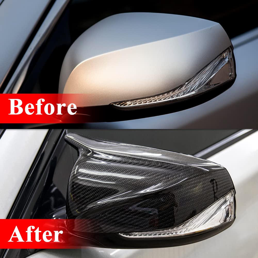 AeroBon Real Carbon Fiber Mirror Cover Compatible with Infiniti 2014-2024 Q50 Q50S Mirror Caps (Replacement Style)