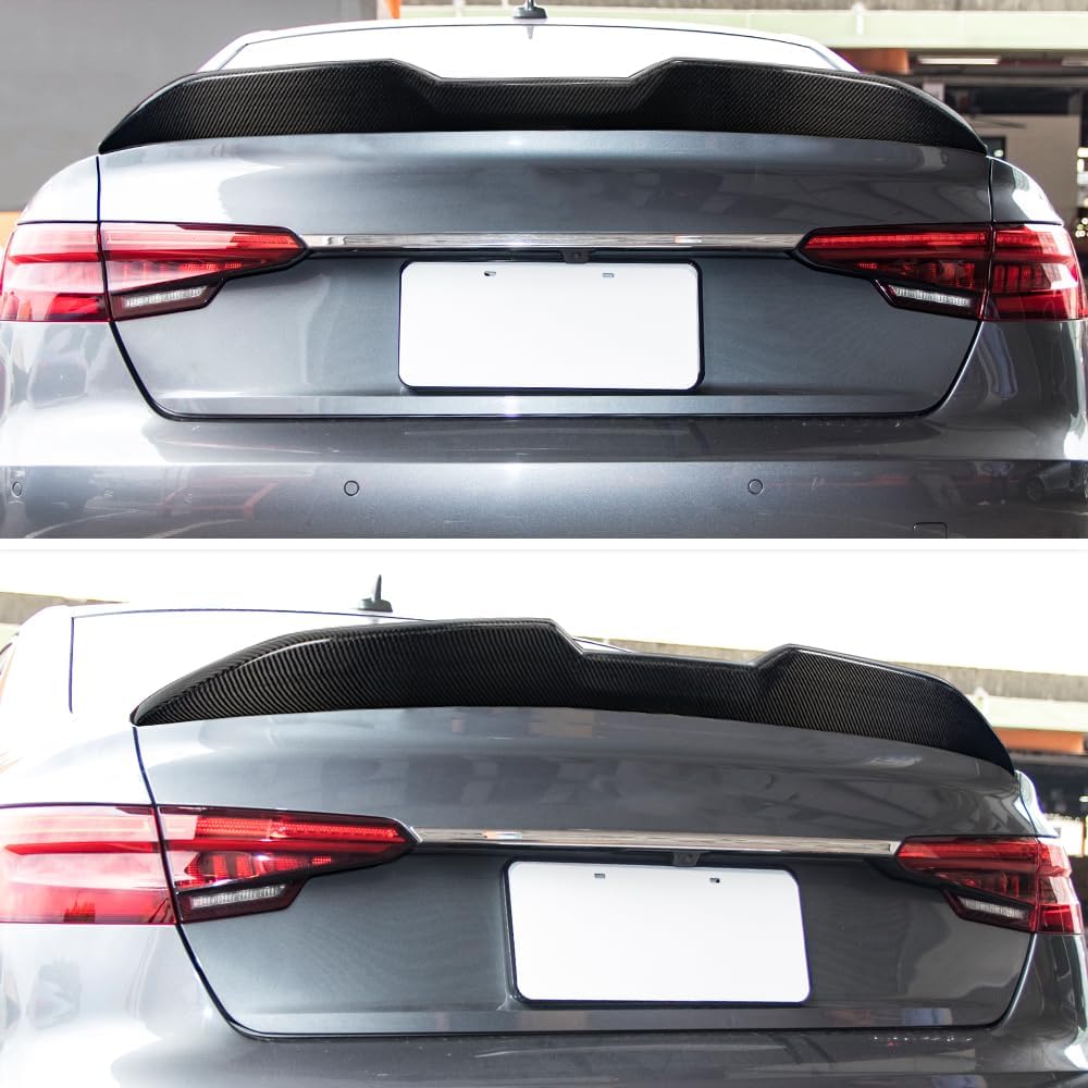 AeroBon Real Carbon Fiber Trunk Spoiler Compatible with 2017-2024 Audi A4 S4 Spoiler B9 (MP Style)