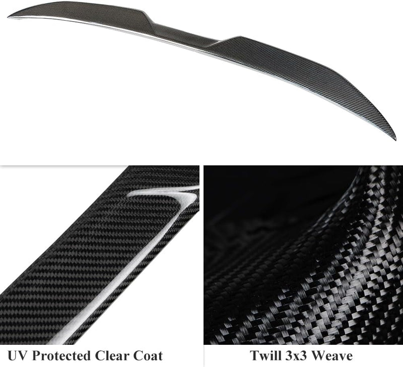 AeroBon Real Carbon Fiber Trunk Spoiler Compatible with 2021-2025 BMW 4 Series G26 Gran Coupe and G26 i4 Spoiler (MP Style)