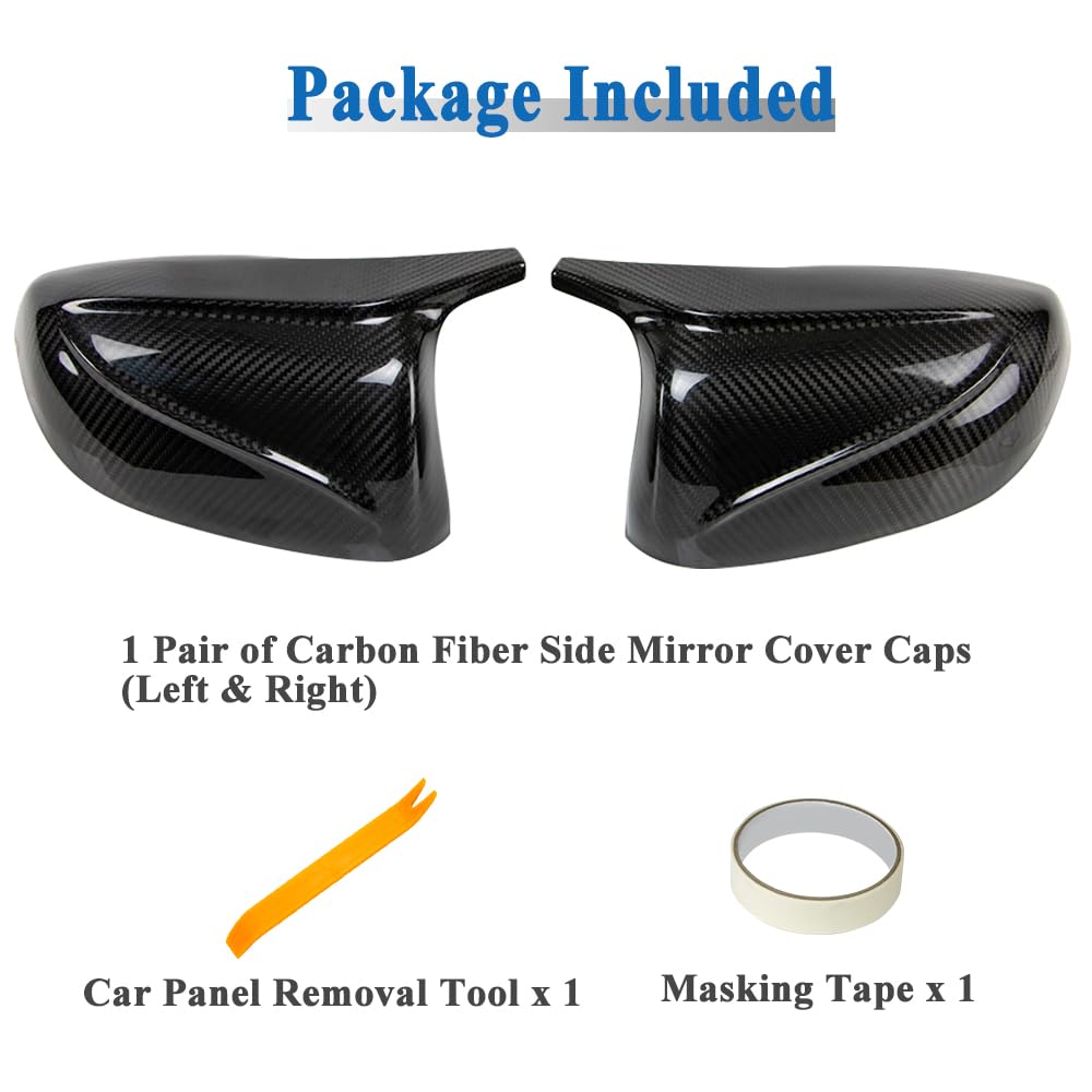 AeroBon Real Carbon Fiber Mirror Cover Compatible with Infiniti 2014-2024 Q50 Q50S Mirror Caps (Replacement Style)