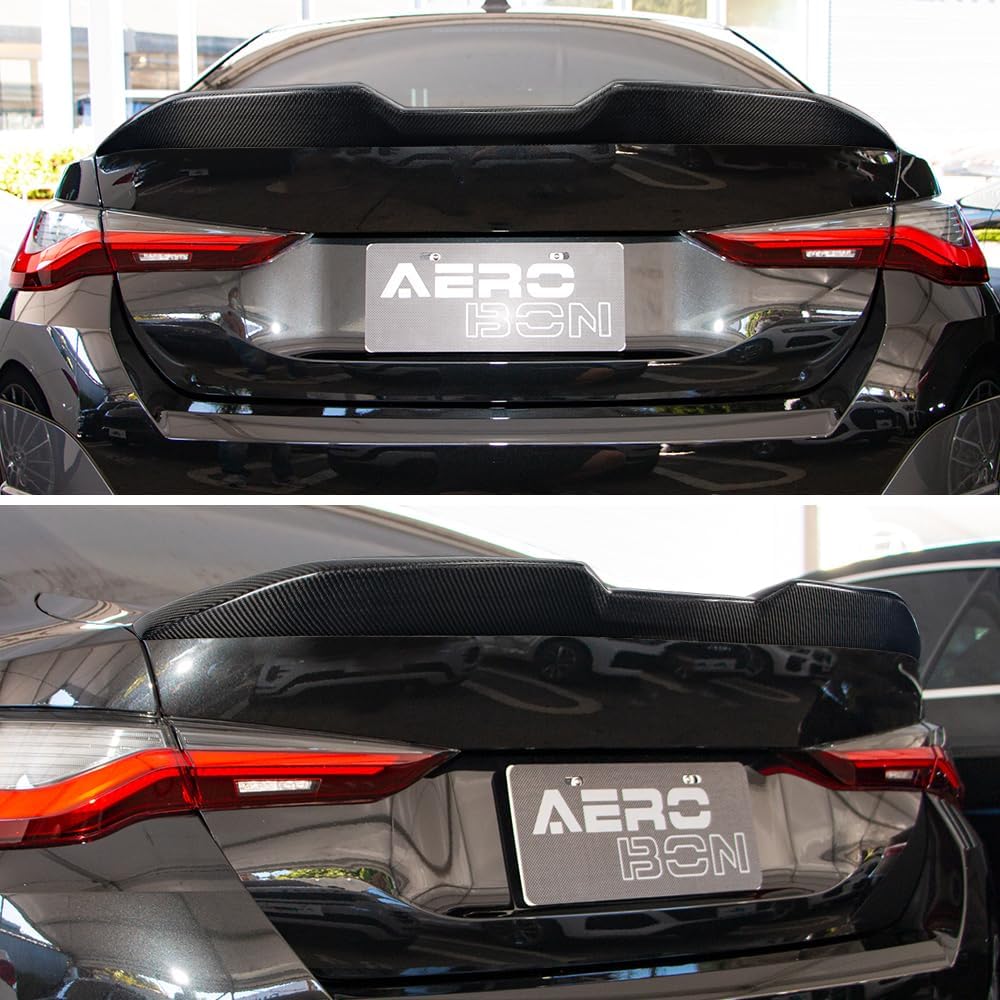 AeroBon Real Carbon Fiber Trunk Spoiler Compatible with 2021-2025 BMW 4 Series G26 Gran Coupe and G26 i4 Spoiler (MP Style)