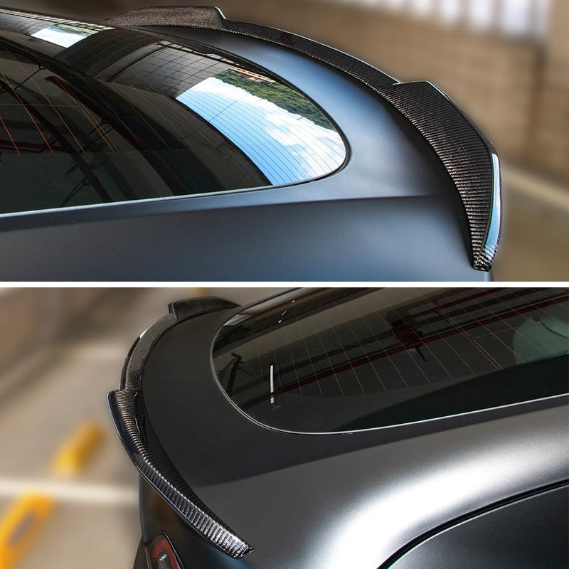 AeroBon Real Carbon Fiber Trunk Spoiler Compatible with 2020-2024 Tesla Model Y Spoiler (GC Style) Grand Curve