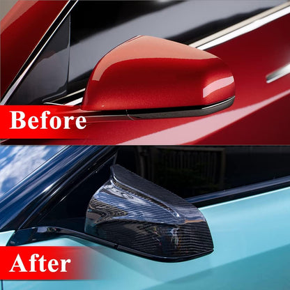 AeroBon Real Carbon Fiber Mirror Cover Compatible with 2017-2023 Tesla Model 3 Mirror Caps (Replace Style)