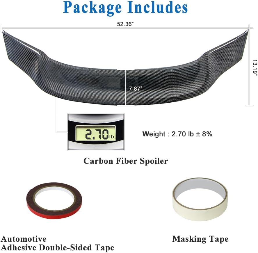 AeroBon Real Carbon Fiber Trunk Spoiler Compatible with 2010-2016 Mercedes E Class W212 Sedan Spoiler (R Style)