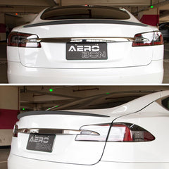 AeroBon Real Carbon Fiber Trunk Spoiler Compatible with 2012-2024 Tesla Model S Spoiler Matte (Plaid Style)