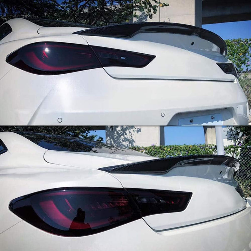 AeroBon Real Carbon Fiber Trunk Spoiler Compatible with 2017-2023 Infiniti Q60 Q60S Coupe Spoiler (JP Style)