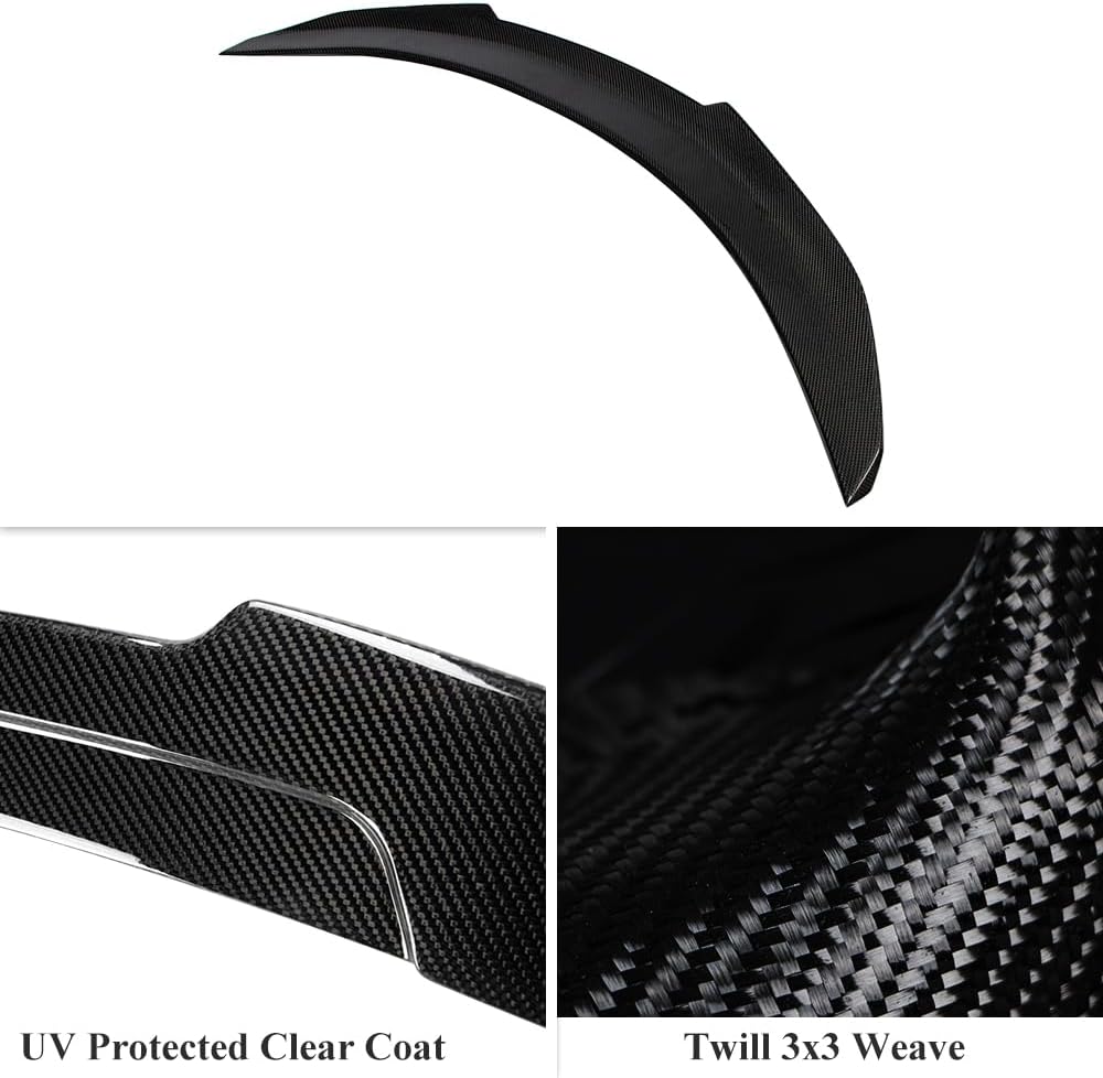 AeroBon Real Carbon Fiber Trunk Spoiler Compatible with 2012-2025 Tesla Model S Spoiler (H Style)