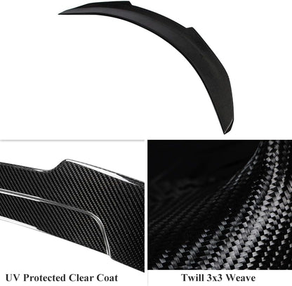 AeroBon Real Carbon Fiber Trunk Spoiler Compatible with 2012-2025 Tesla Model S Spoiler (H Style)