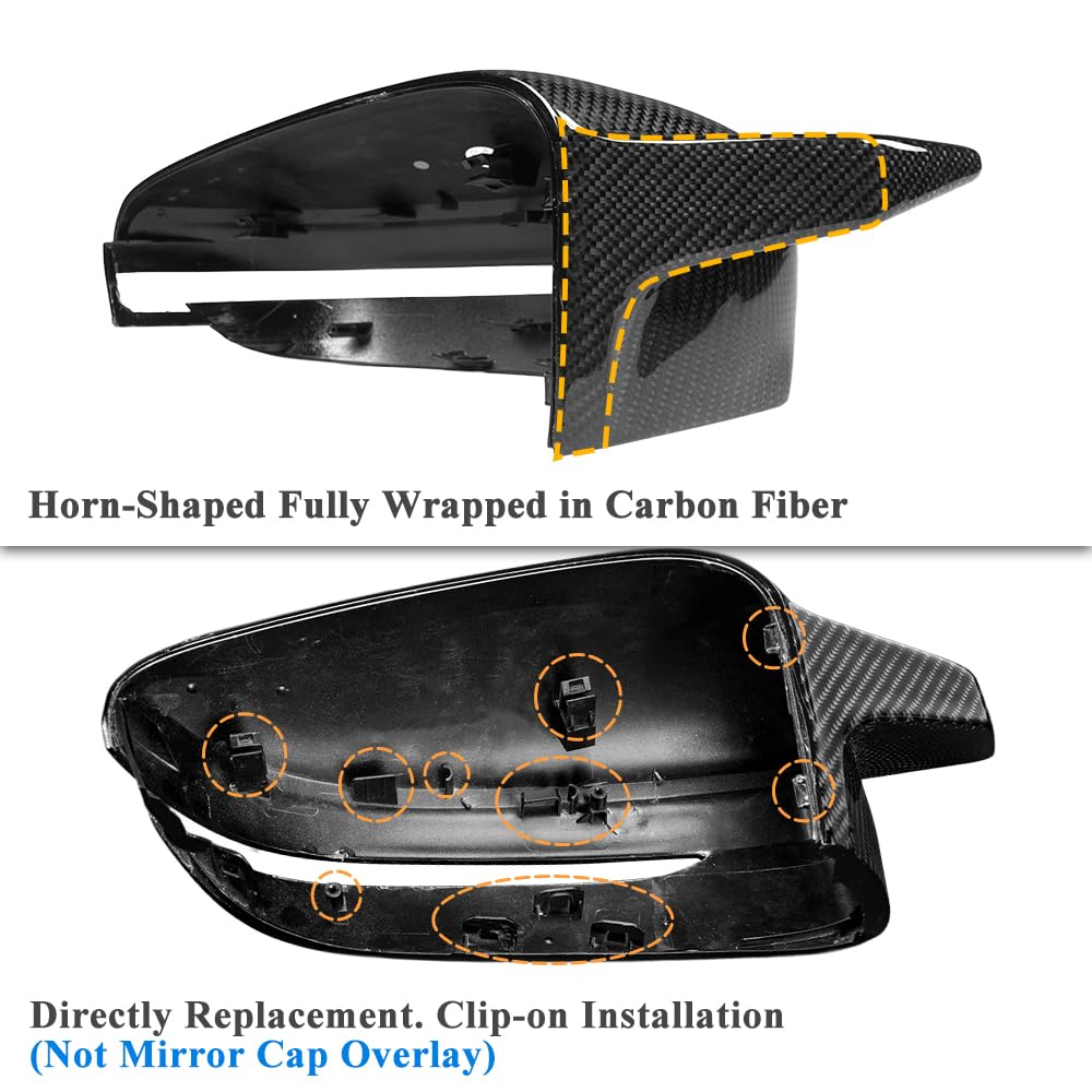 AeroBon Real Carbon Fiber Mirror Cover Compatible with 2021-2025 BMW 4-Series G22 430i Coupe, G23 430i Convertible, G26 430i Gran Coupe and i4 eDrive35 eDrive40 Mirror Cpas (Replacement Style)