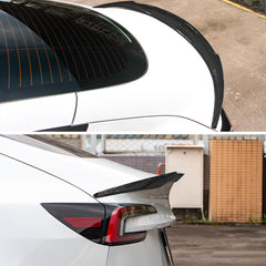 AeroBon Real Carbon Fiber Trunk Spoiler Compatible with 2024 2025 Tesla Model 3 Highland Spoiler (Rev Style)