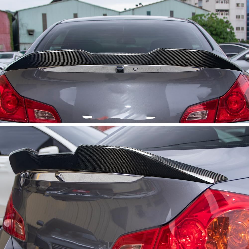 AeroBon Real Carbon Fiber Trunk Spoiler Compatible with 2007-2014 Infiniti G35, G37, G25, Q40 4-Door Sedan Rear Spoiler (MP Style) Motorsport Performance