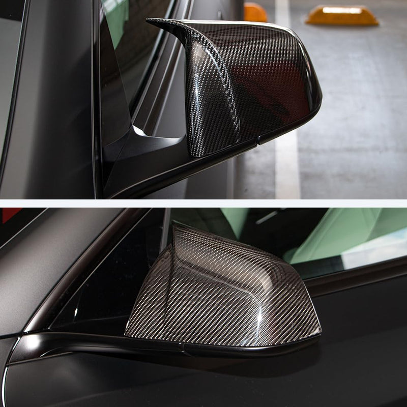 AeroBon Prepreg Dry Carbon Fiber Mirror Cap Overlays Compatible with 2020-2024 Tesla Model Y Mirror Caps (AB Style) Aero Blade