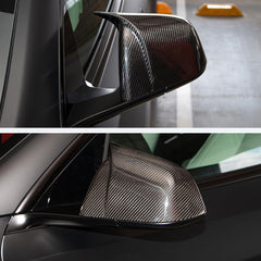 AeroBon Prepreg Dry Carbon Fiber Mirror Cap Overlays Compatible with 2020-2024 Tesla Model Y Mirror Caps (AB Style) Aero Blade