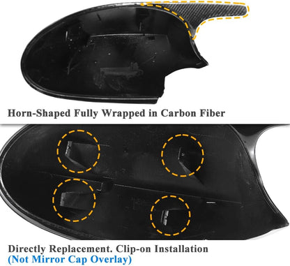 AeroBon Real Carbon Fiber Side Mirror Covers Compatible with 2005-2008 BMW 3-Series E90 E91 E92 E93 (pre-LCI) / BMW 1-Series E81 E82 E87 E88 (Pre-LCI) Mirror Caps