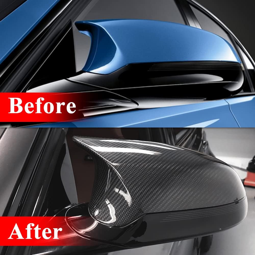 AeroBon Real Carbon Fiber Side Mirror Covers Compatible with 2014-2020 BMW F80 M3 / F82 M4 / F83 M4 Mirror Caps (Replacement Style)