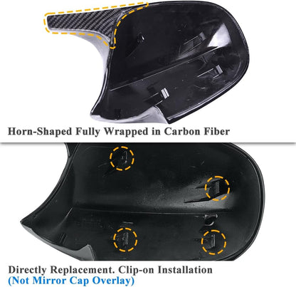 AeroBon Real Carbon Fiber Side Mirror Covers Compatible with 2009-2012 BMW 3-Series E90 E91 E92 E93 BMW 1-Series E81 E82 E87 E88 Mirror Caps