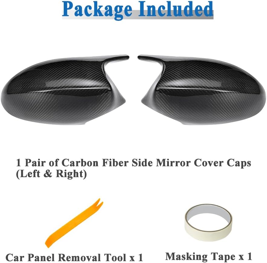 AeroBon Real Carbon Fiber Side Mirror Covers Compatible with 2005-2008 BMW 3-Series E90 E91 E92 E93 (pre-LCI) / BMW 1-Series E81 E82 E87 E88 (Pre-LCI) Mirror Caps
