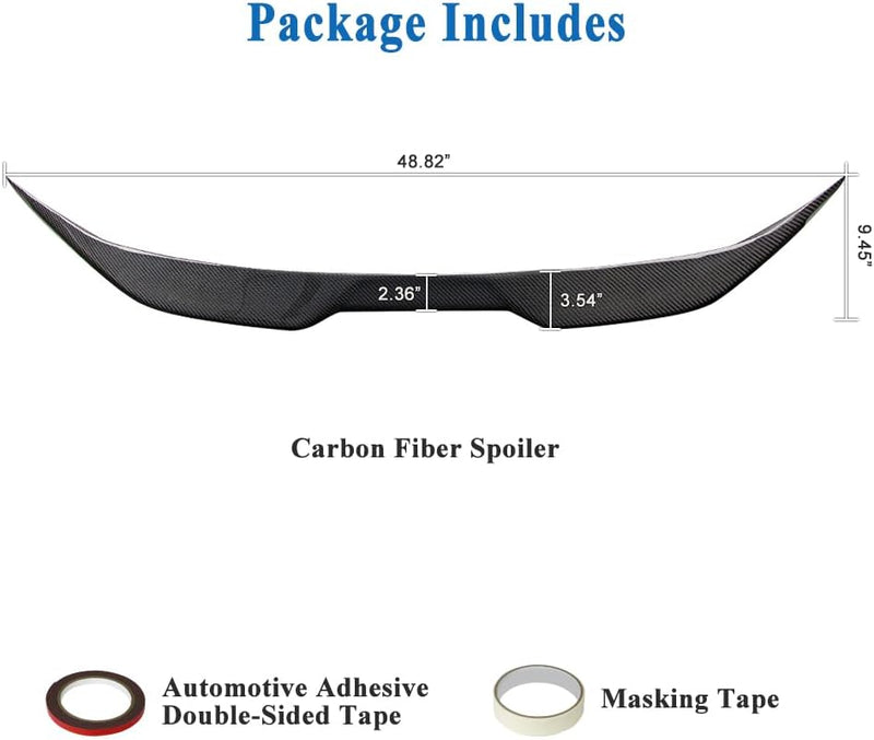 AeroBon Real Carbon Fiber Trunk Spoiler Compatible with 2014-2024 Infiniti Q50 Q50S Spoiler (MP Style 2024 Design)