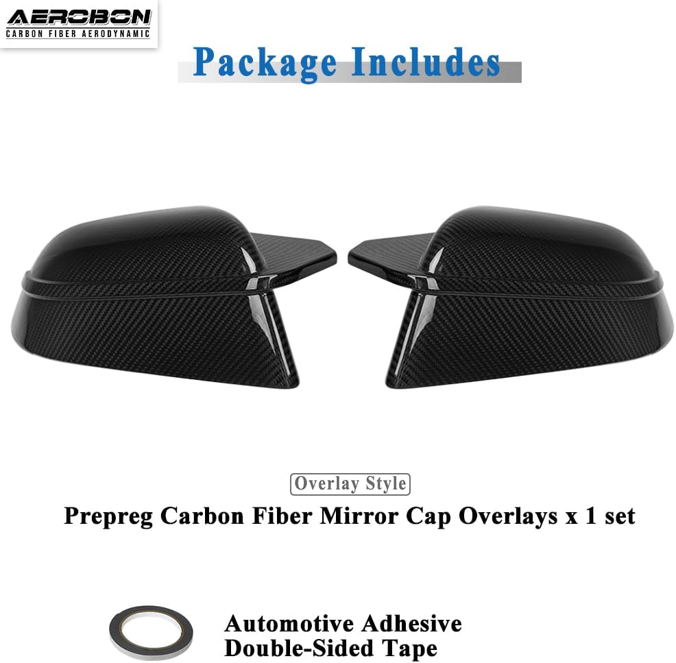 AeroBon Prepreg Dry Carbon Fiber Mirror Cap Overlays Compatible with 2017-2025 Tesla Model 3 Mirror Caps (SL Style) Sport Line