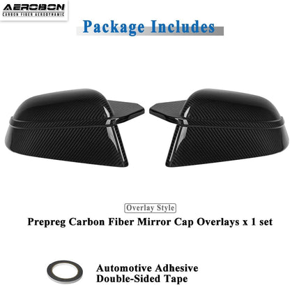 AeroBon Prepreg Dry Carbon Fiber Mirror Cap Overlays Compatible with 2017-2025 Tesla Model 3 Mirror Caps (SL Style) Sport Line