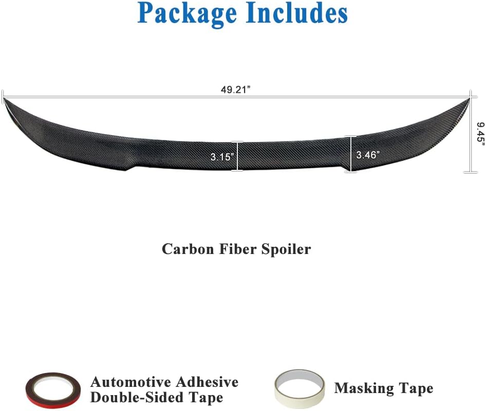 AeroBon Real Carbon Fiber Trunk Spoiler Compatible with 2013-2018 BMW 3 Series F30 Sedan F80 M3 Rear Spoiler (CS Style) Club Sport