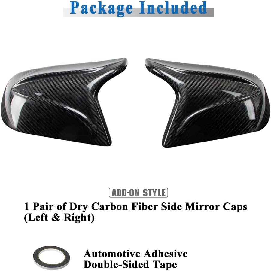 AeroBon Prepreg Dry Carbon Fiber Mirror Cap Overlays Compatible with 2017-2025 Tesla Model 3 Mirror Caps (RC Style) Raised Curve