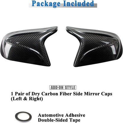 AeroBon Prepreg Dry Carbon Fiber Mirror Cap Overlays Compatible with 2017-2025 Tesla Model 3 Mirror Caps (RC Style) Raised Curve
