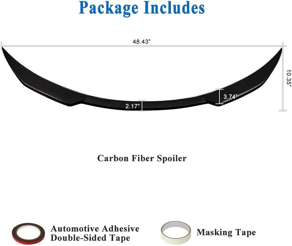 AeroBon Real Carbon Fiber Trunk Spoiler Compatible with 2024-2026 Tesla Model 3 Highland Rear Spoiler (GC Style) Grand Curve