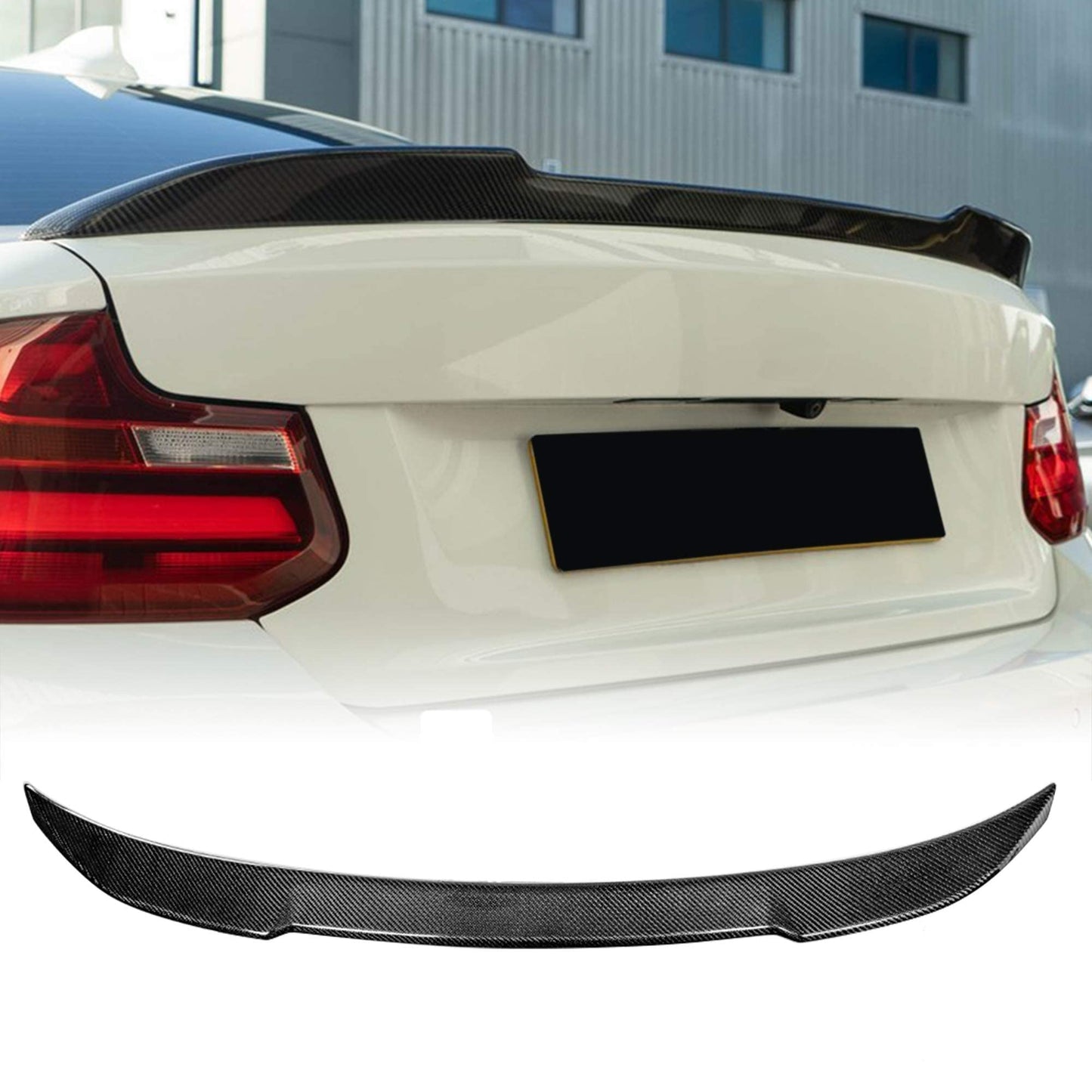 AeroBon Real Carbon Fiber Trunk Spoiler Compatible with 2014-2021 BMW 2-Series F22 Coupe and F87 M2 Spoiler (CS Style)