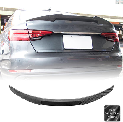 AeroBon Real Carbon Fiber Trunk Spoiler Compatible with 2017-2024 Audi A4 S4 Spoiler B9 (MV Style)