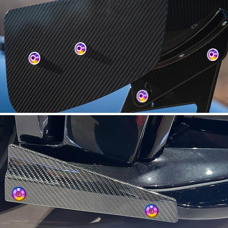 AeroBon Titanium Bolt Kit M6 x 20mm GR5 Button Head 18mm Head for Engine Bay Exterior Body Panels and Motorcycle Dress Up (Rainbow)