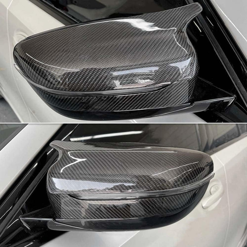 AeroBon Dry Carbon Fiber Mirror Cap Overlays Compatible with BMW 3 Series G20, 4 Series G22 G23 G26, 5 Series G30, 6 Series G32, 7 Series G11 G12, 8 Series G14 G15 G16 Mirror Cpas (Add-On)
