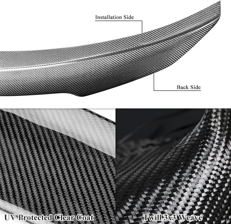 AeroBon Real Carbon Fiber Trunk Spoiler Compatible with 2014-2020 Lexus (XE30) IS250 IS300 IS350 Sedan (H Style)