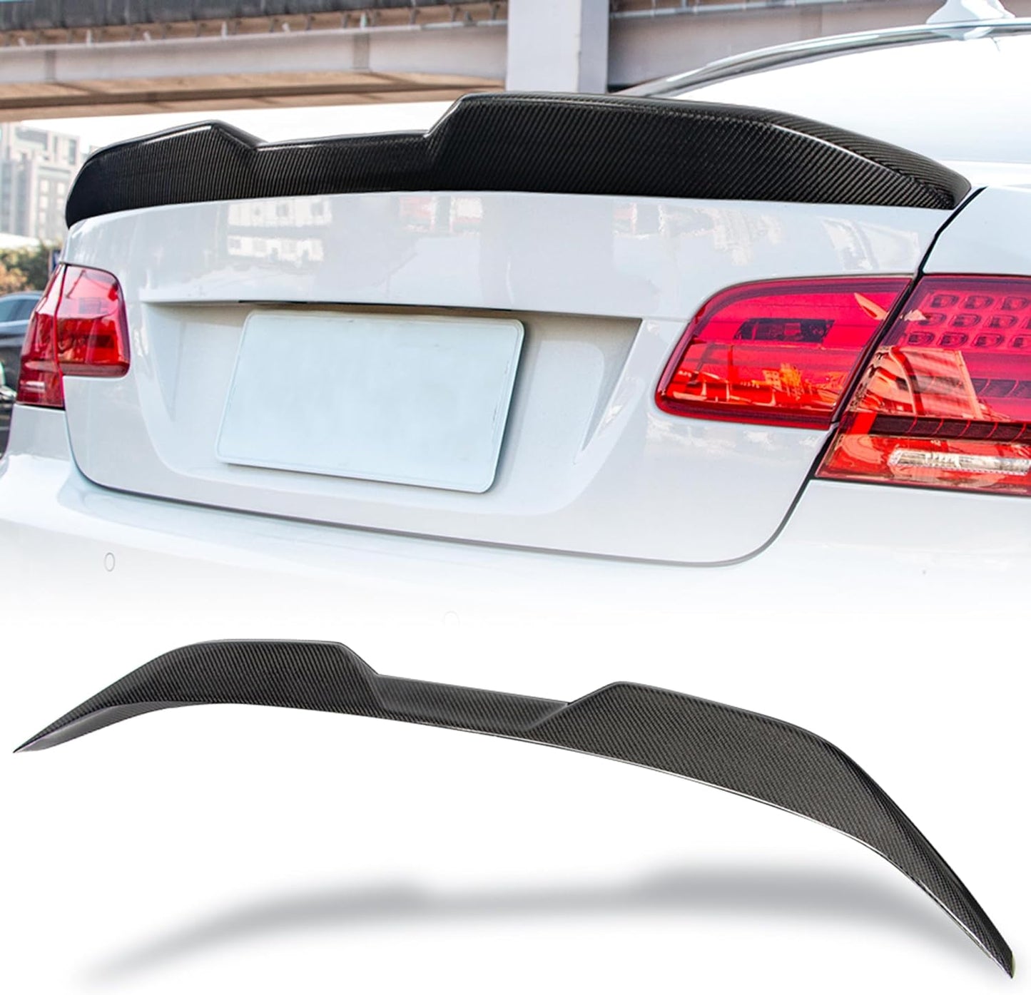 AeroBon Real Carbon Fiber Trunk Spoiler Compatible with 2006-2013 BMW 3 Series E92 Coupe and E92 M3 Coupe Spoiler (MP Style 2024)