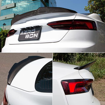 AeroBon Real Carbon Fiber Trunk Spoiler Compatible with 2017-2024 Audi A5 S5 RS5 Spoiler B9 Sportback 4-Door (H Style)