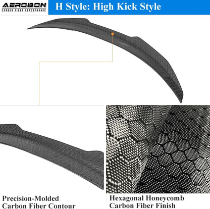 AeroBon Real Carbon Fiber Honeycomb Weave Trunk Spoiler Compatible with 2014-2024 Infiniti Q50 Q50S Spoiler (H Style) High Kick