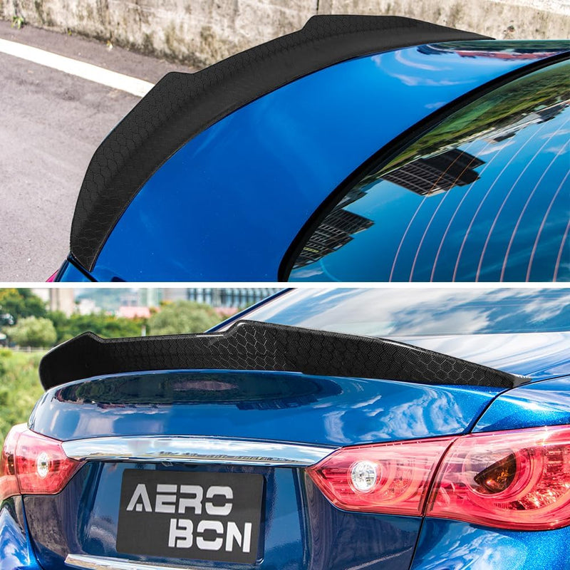 AeroBon Real Carbon Fiber Honeycomb Weave Trunk Spoiler Compatible with 2014-2024 Infiniti Q50 Q50S Spoiler (H Style) High Kick