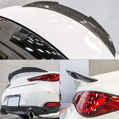 AeroBon Real Carbon Fiber Trunk Spoiler Compatible with 2017-2023 Infiniti Q60 Q60S Coupe Spoiler (H Style)