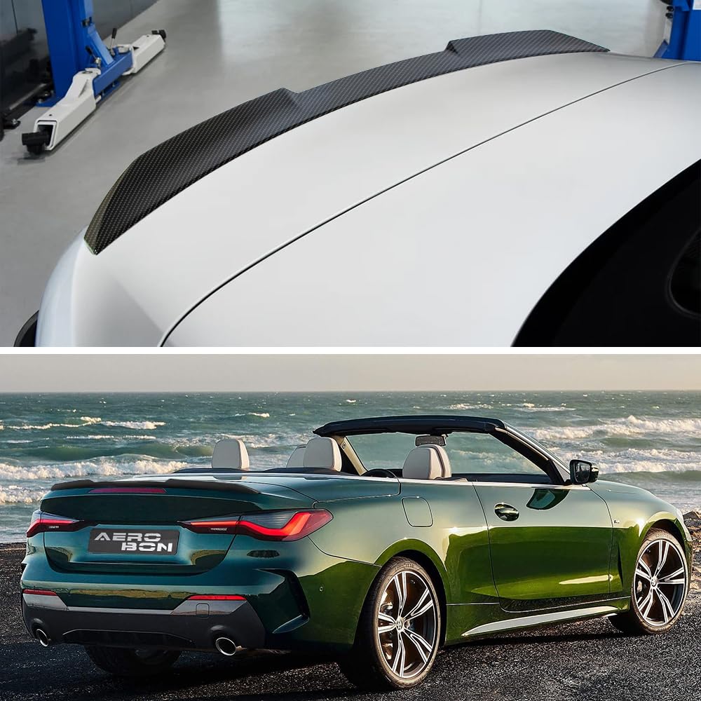 AeroBon Real Carbon Fiber Trunk Spoiler Compatible with 2021-2024 BMW 4 Series G23 Convertible and M4 G83 Convertible Spoiler (OE Style)