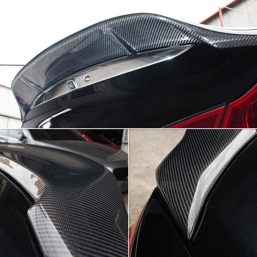 AeroBon Real Carbon Fiber Trunk Spoiler Compatible with 2007-2014 Infiniti G35, G37, G25, Q40 4-Door Sedan Rear Spoiler (RT Style) Race Tail