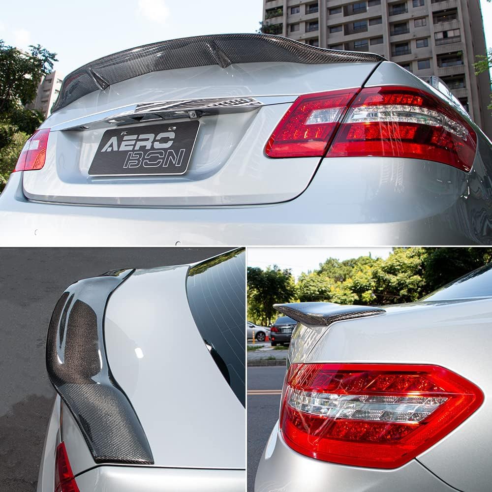 AeroBon Real Carbon Fiber Trunk Spoiler Compatible with 2010-2016 Mercedes E Class W212 Sedan Spoiler (R Style)